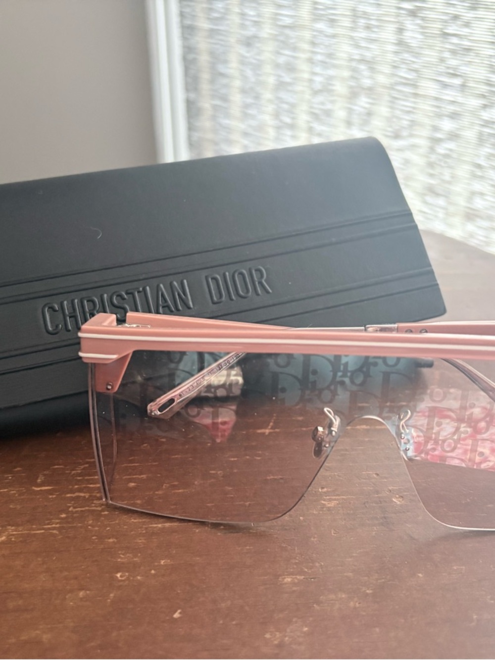 Dior Pink Shield Sunglasses with Logo Visor - Picture 2 of 7